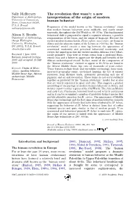 A New Interpretation of the Origin of Modern Human Behavior