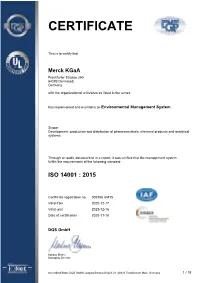 Certificate ISO 14001 From
