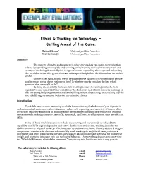Ethics & Tracking Via Technology – Getting Ahead of the Game