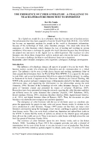 The Emergence of Cyber Literature: a Challenge to Teach Literature from Text to Hypertext