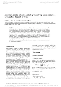 A Uniform Spatial Allocation Strategy in Solving Water Resources Optimization Dispatch Problem
