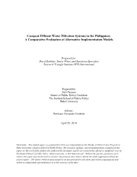 Cocopeat Effluent Water Filtration Systems in the Philippines: a Comparative Evaluation of Alternative Implementation Models