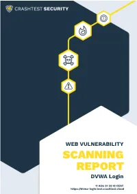 Web Vulnerability Scanning Report: DVWA Login