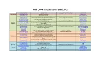 Fall Quarter 2018 Class Schedule