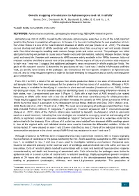 Genetic Mapping of Resistance to Aphanomyces Root Rot in Alfalfa *E