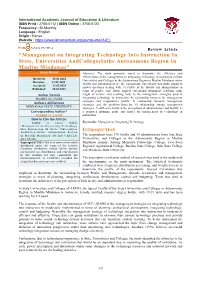 Management on Integrating Technology Into Instruction in State, Universities Andcollegesinthe Autonomous Region in Muslim Mindanao"
