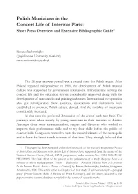 Polish Musicians in the Concert Life of Interwar Paris: Short Press Overview and Extensive Bibliographic Guide1