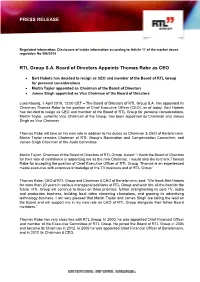 RTL Group Press Release