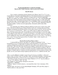 Transforming Initiatives of Just Peacemaking Based on the Triadic Structure of the Sermon on the Mount