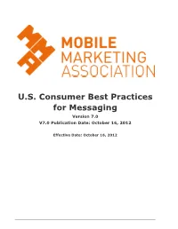 Us Consumer Best Practices for Messaging