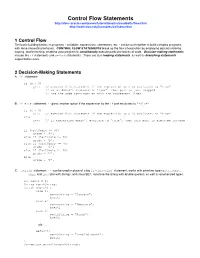 Control Flow Statements