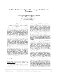 Freevga: Architecture Independent Video Graphics Initialization for Linuxbios∗