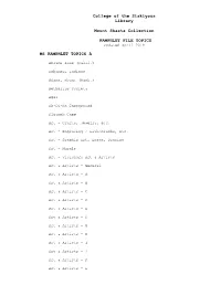 Mount Shasta Collection Pamphlet File Topics