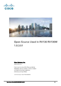 Open Source Used in Rv130x V1.0.3.51