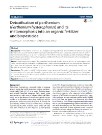 Parthenium Hysterophorus) and Its Metamorphosis Into an Organic Fertilizer and Biopesticide Naseer Hussain1, Tasneem Abbasi1,2 and Shahid Abbas Abbasi1*