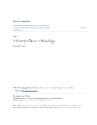 A Survey of Recent Mariology Eamon R