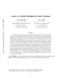 Arxiv:Cond-Mat/0503344 V1 15 Mar 2005 Local Vs. Global Variables For