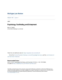 Psychology, Factfinding, and Entrapment