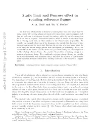 Static Limit and Penrose Effect in Rotating Reference Frames