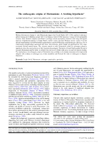 The Entheogenic Origins of Mormonism: a Working Hypothesis*