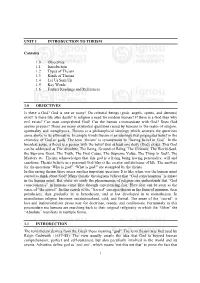 1 UNIT 1 INTRODUCTION to THEISM Contents 1.0 Objectives