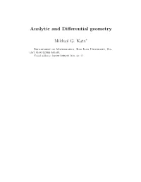 Analytic and Differential Geometry Mikhail G. Katz∗