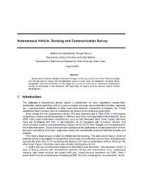 Autonomous Vehicle, Sensing and Communication Survey 1 Introduction