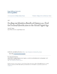 Feeding Our Identities:Buzzfeed Quizzes As a Tool for Personal Identification in the Social Digital Age Sarah M