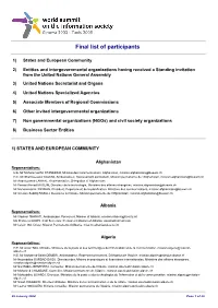 Final List of Participants
