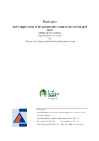 Final Report Safety Implications of the Manufacture of Minced Meat from Aged Meat FRPERC REF NO