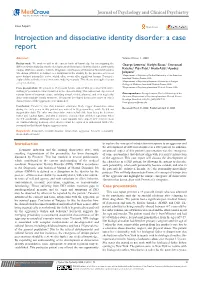 Introjection and Dissociative Identity Disorder: a Case Report