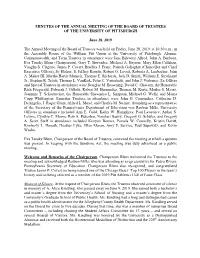 Minutes of the Annual Meeting of the Board of Trustees of the University of Pittsburgh