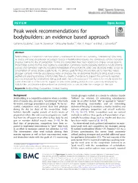 Peak Week Recommendations for Bodybuilders: an Evidence Based Approach Guillermo Escalante1, Scott W