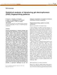 Statistical Analysis of Denaturing Gel Electrophoresis (DGE) ﬁngerprinting Patterns