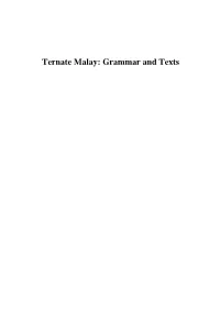 Ternate Malay: Grammar and Texts