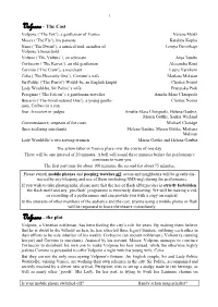 Volpone– the Cast Volpone– the Plot