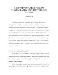 A History of Large Format Photography and the Tableau Vivant
