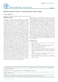 Bipolar Disorder: Open Access Mini Review