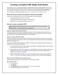 Creating a Compliant PDF Single Audit Report