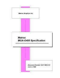 Matrox MGA-G400 Specification