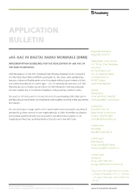 Xhe-AAC in DIGITAL RADIO MONDIALE (DRM) Management of the Institute IMPLEMENTATION GUIDELINES for the REALIZATION of Xhe-AAC in Prof