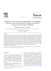 Biochemical Characterization of Phospholipase A2 (Trimorphin) from the Venom of the Sonoran Lyre Snake Trimorphodon Biscutatus Lambda (Family Colubridae)