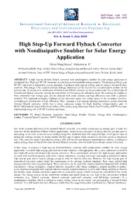 High Step-Up Forward Flyback Converter with Nondissipative Snubber for Solar Energy Application