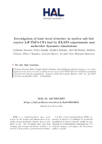 Investigation of Ionic Local Structure in Molten Salt Fast Reactor Lif-Thf4