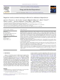 Negative Reinforcement Learning Is Affected in Substance Dependence