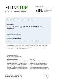 On a Simple Survey Measure of Individual Risk Aversion