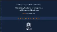 Sixth European Congress on World and Global History Minorities, Cultures of Integration and Patterns of Exclusion