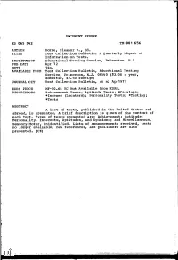 Test Collection Bulletin: a Quarterly Digest of Information on Tests. INSTITUTION Educational Testing Service, Princeton, N.J