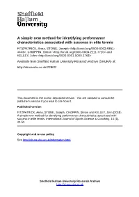 A Simple New Method for Identifying Performance Characteristics