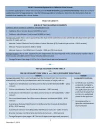 Foreign Passports (See Pages 4 & 5 for List of Department Approved Passports)